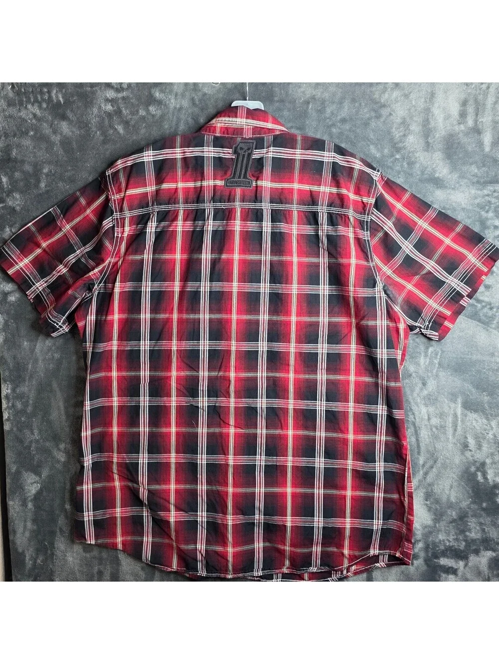 Harley Davidson Men's Red and Black Plaid Short Sleeve Snapped, Siz 2XL